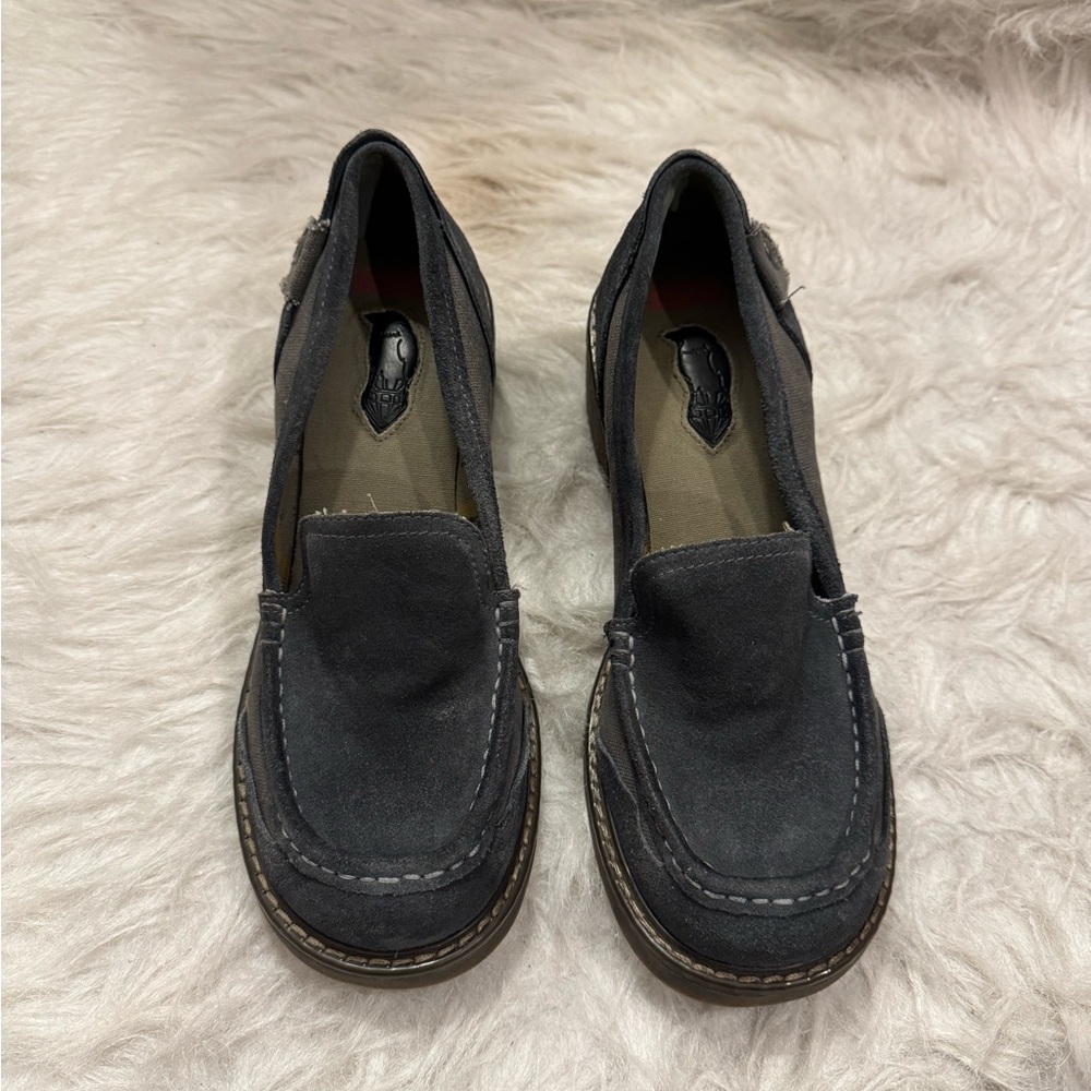 London Underground Chunky Y2K Suede Loafers size 8 pre-owned.